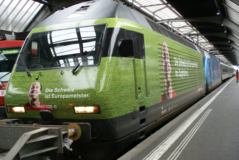 Werbelokomotive RE460025-0 EM Lokomotive. Taufname Striegel