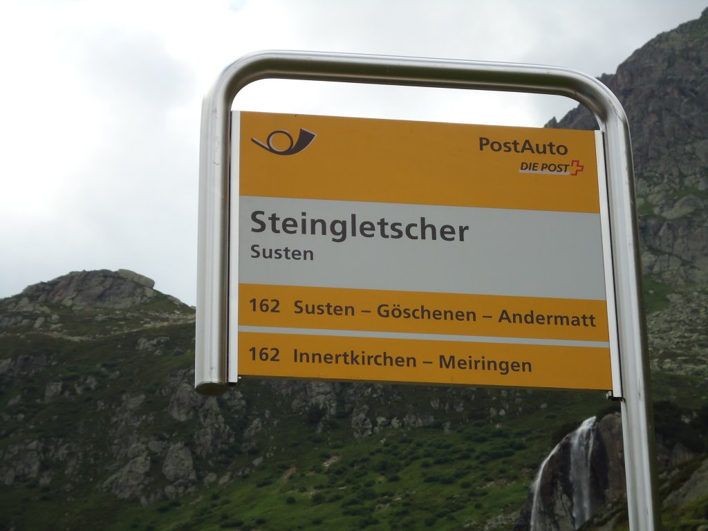 (127'624) - PostAuto-Haltestelle - Susten, Steingletscher - am 4. Juli 2010