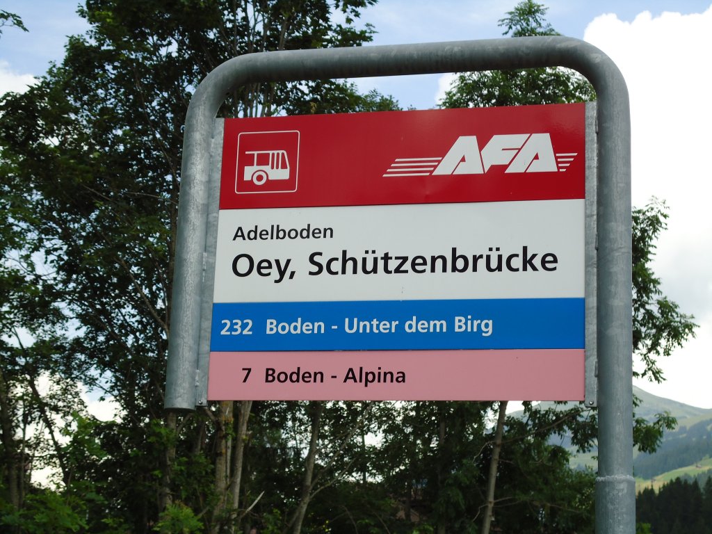 (127'964) - AFA-Haltestelle - Adelboden, Oey, Sch�tzenbr�cke - am 11. Juli 2010