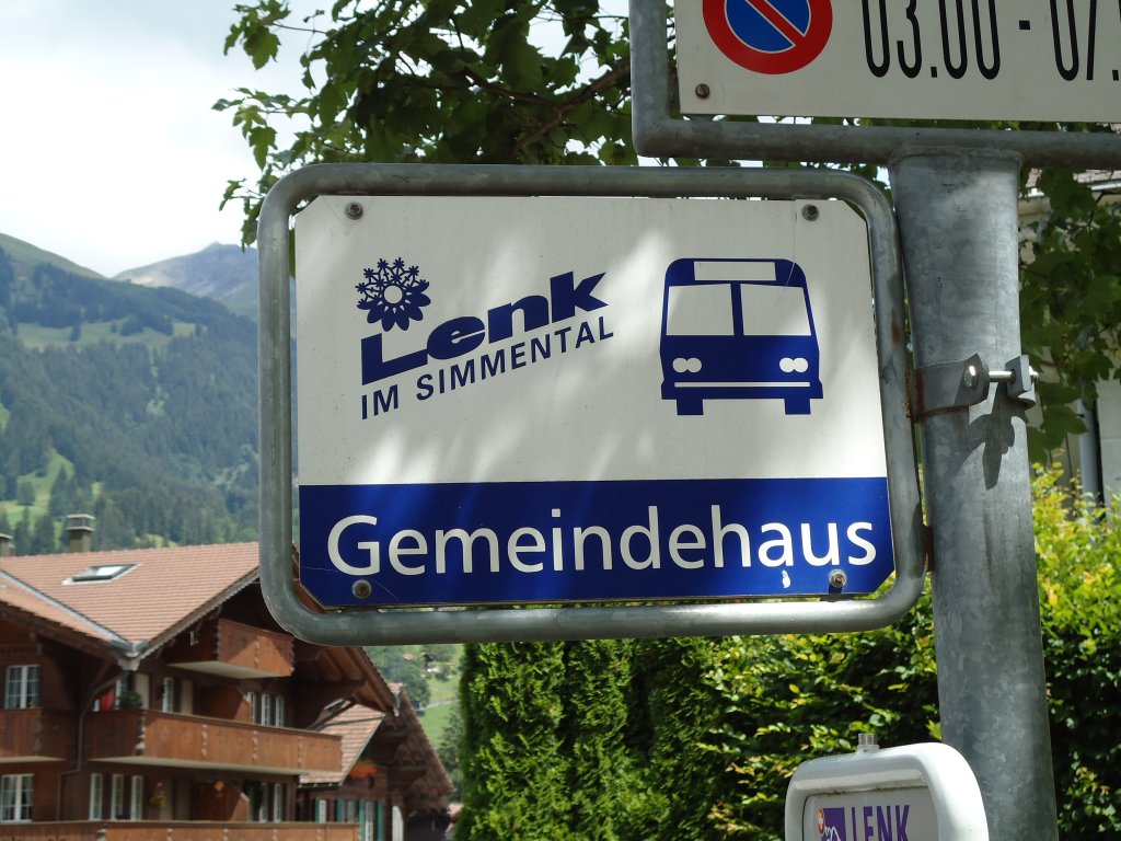 (128'052) - AFA-Haltestelle (LenkBus) - Lenk, Gemeindehaus - am 25. Juli 2010