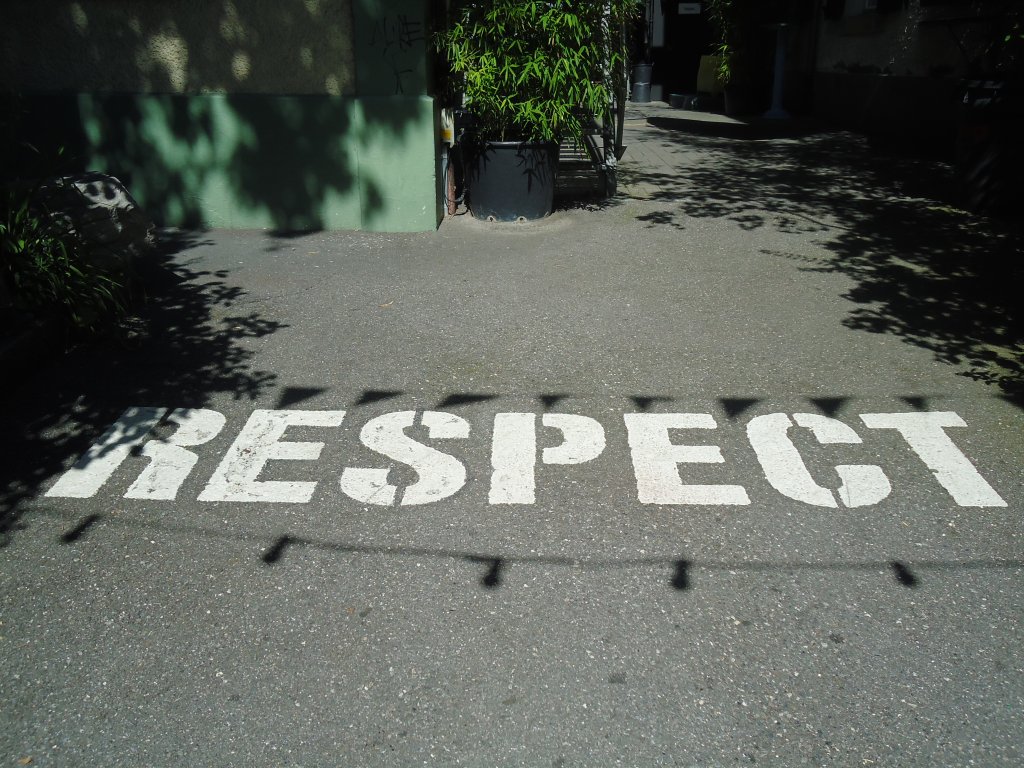 (129'610) - Schriftzug  Respect  am 11. September 2010 in Thun, Allmendstrasse