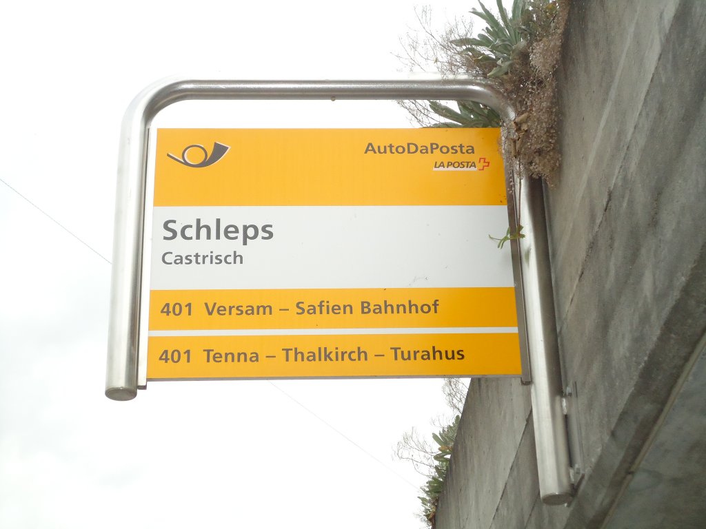 (129'914) - PostAuto-Haltestelle - Castrisch, Schleps - am 18. September 2010