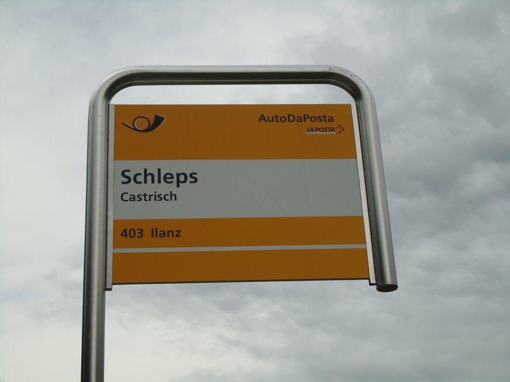 (129'925) - PostAuto-Haltestelle - Castrisch, Schleps - am 18. September 2010