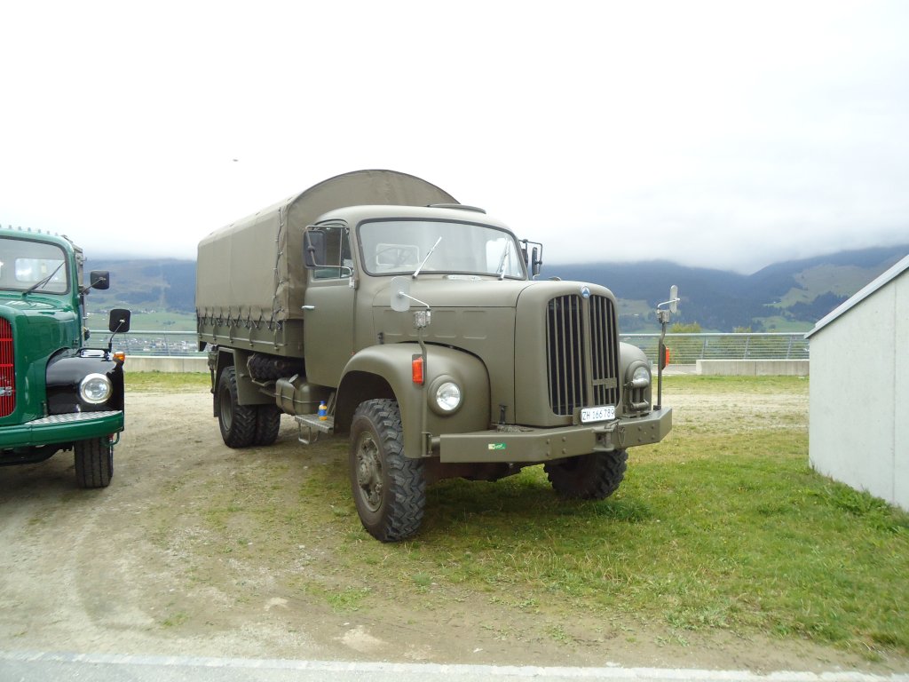 (130'019) - Wegm�ller, Attikon - ZH 166'789 - Saurer am 18. September 2010 in Breil, Milit�ranlage