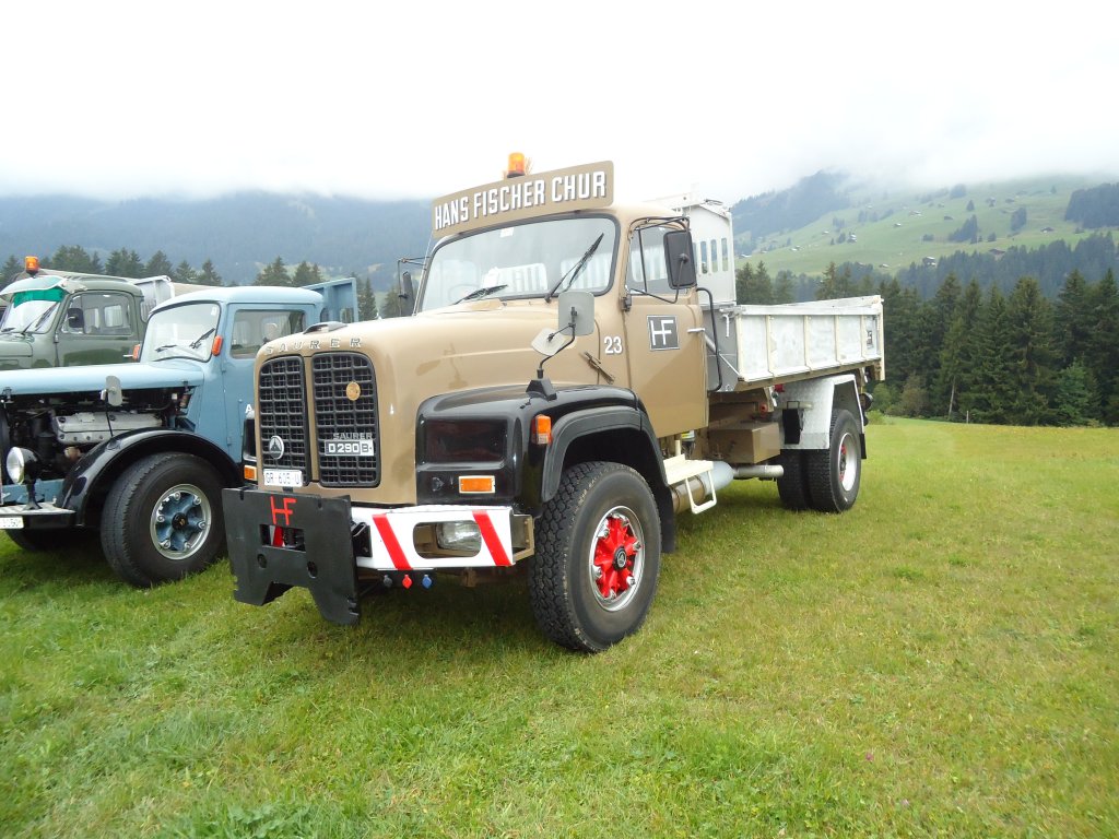 (130'035) - Fischer, Chur - Nr. 23/GR 605 U - Saurer am 18. September 2010 in Breil, Milit�ranlage