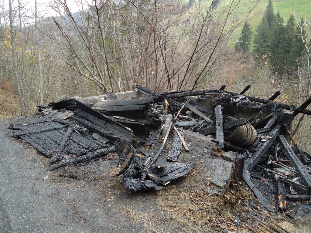 (130'984) - AFA-Haltestelle B�nigen am 15. November 2010; der abgebrannte Schober