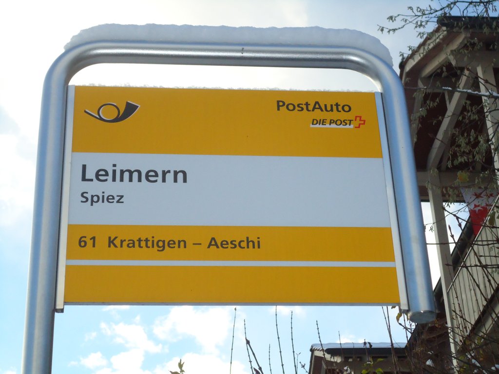 (131'140) - PostAuto-Haltestelle - Spiez, Leimern - am 29. November 2010