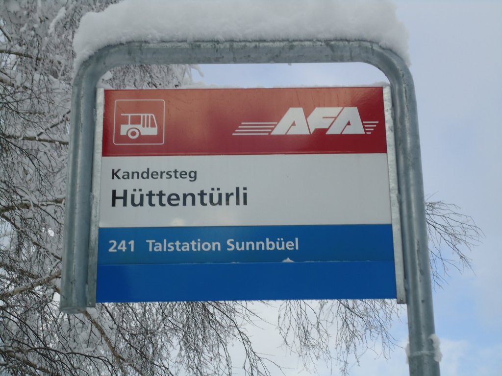 (131'683) - AFA-Haltestelle - Kandersteg, H�ttent�rli - am 26. Dezember 2010