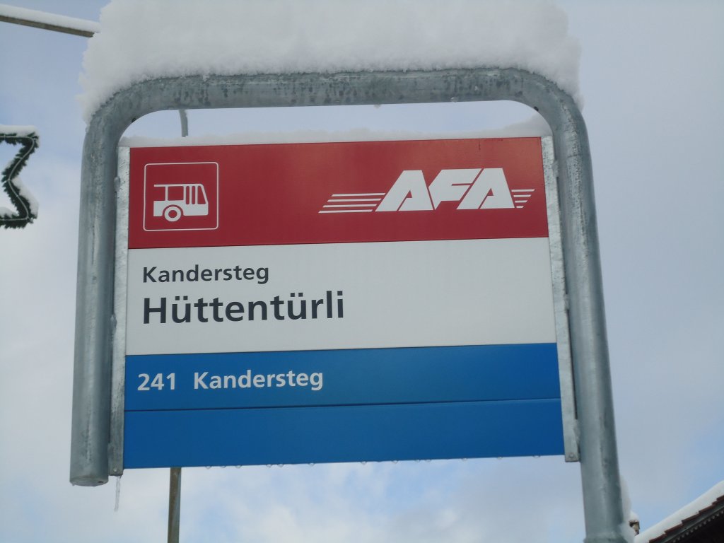 (131'684) - AFA-Haltestelle - Kandersteg, H�ttent�rli - am 26. Dezember 2010