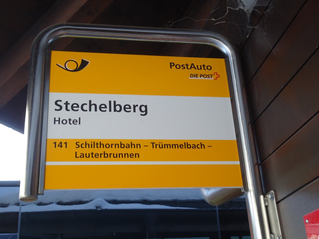 (131'828) - PostAuto-Haltestelle - Stechelberg, Hotel - am 30. Dezember 2010