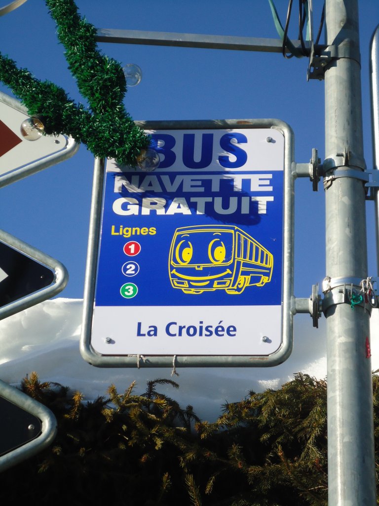 (131'948) - Bus Navette-Haltestelle - Ovronnaz, La Crois�e - am 2. Januar 2011