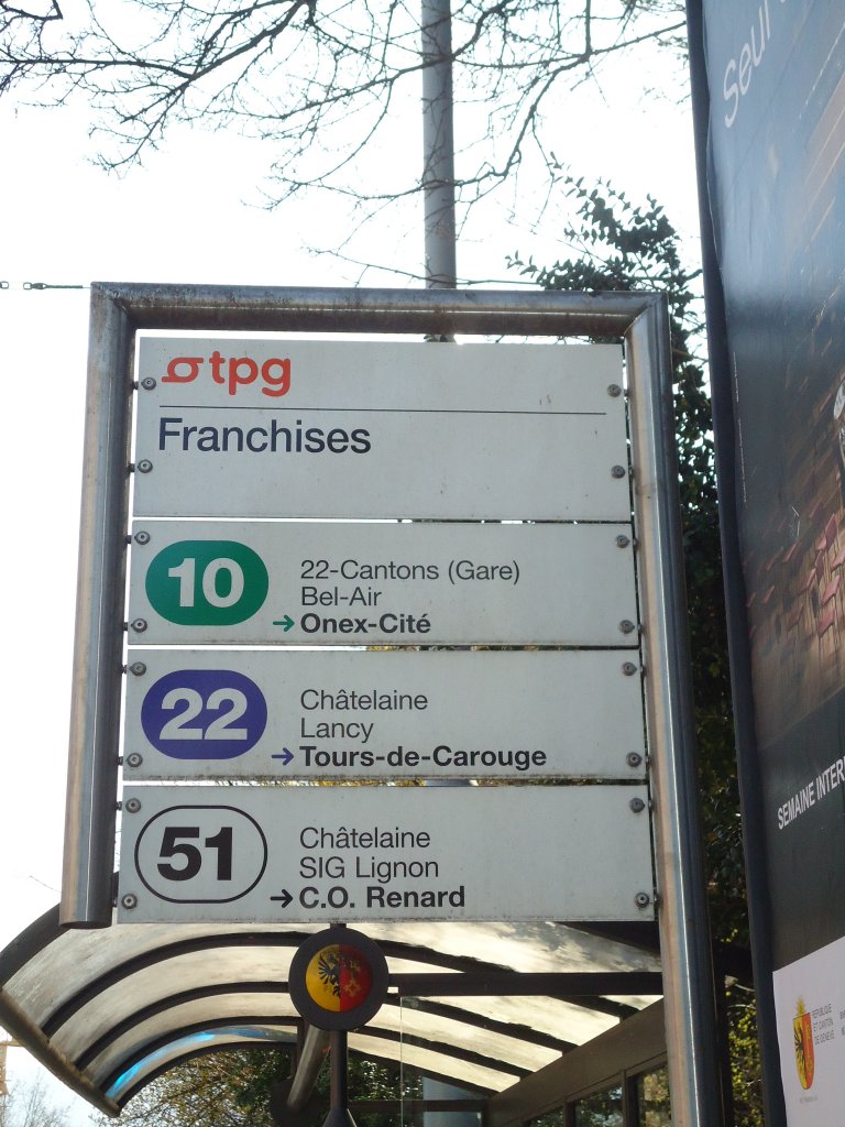 (132'850) - TPG-Haltestelle - Gen�ve, Franchises - am 10. M�rz 2011