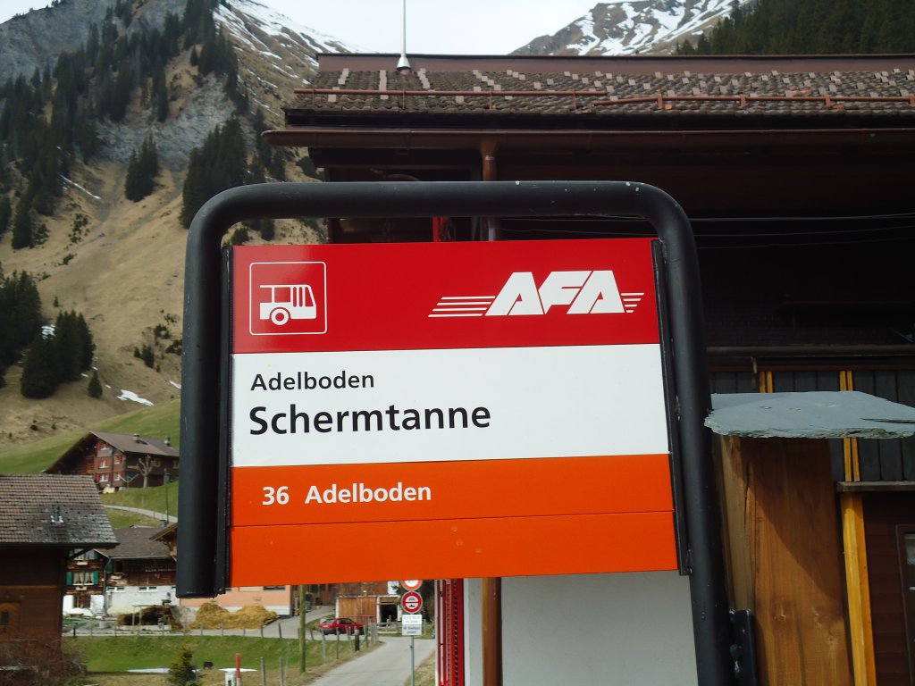 (133'168) - AFA-Haltestelle - Adelboden, Schermtanne - am 27. M�rz 2011