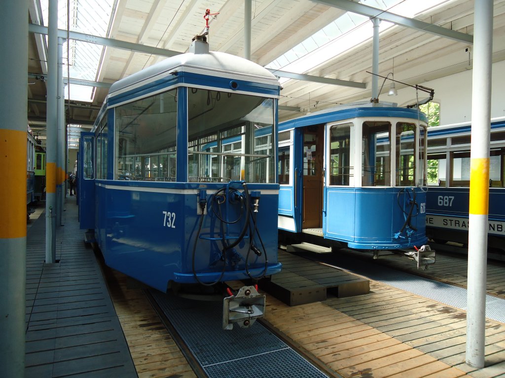 (133'459) - VBZ-Tram - Nr. 732 - am 25. April 2011 in Z�rich, Trammuseum