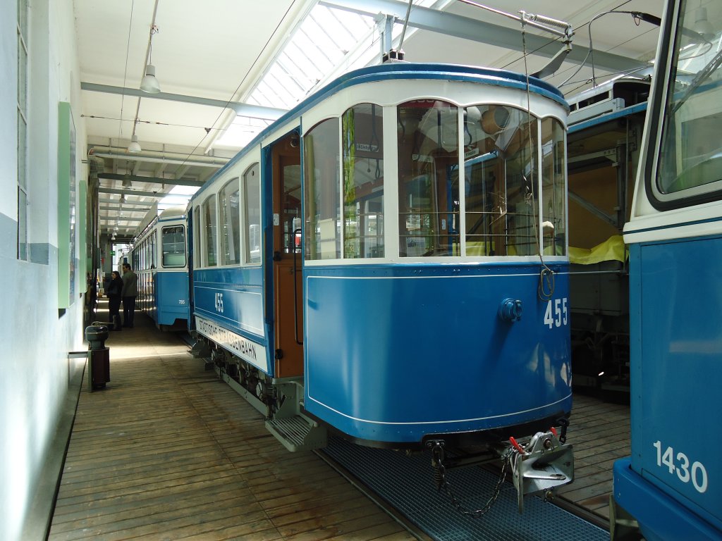 (133'462) - VBZ-Tram - Nr. 455 - am 25. April 2011 in Z�rich, Trammuseum