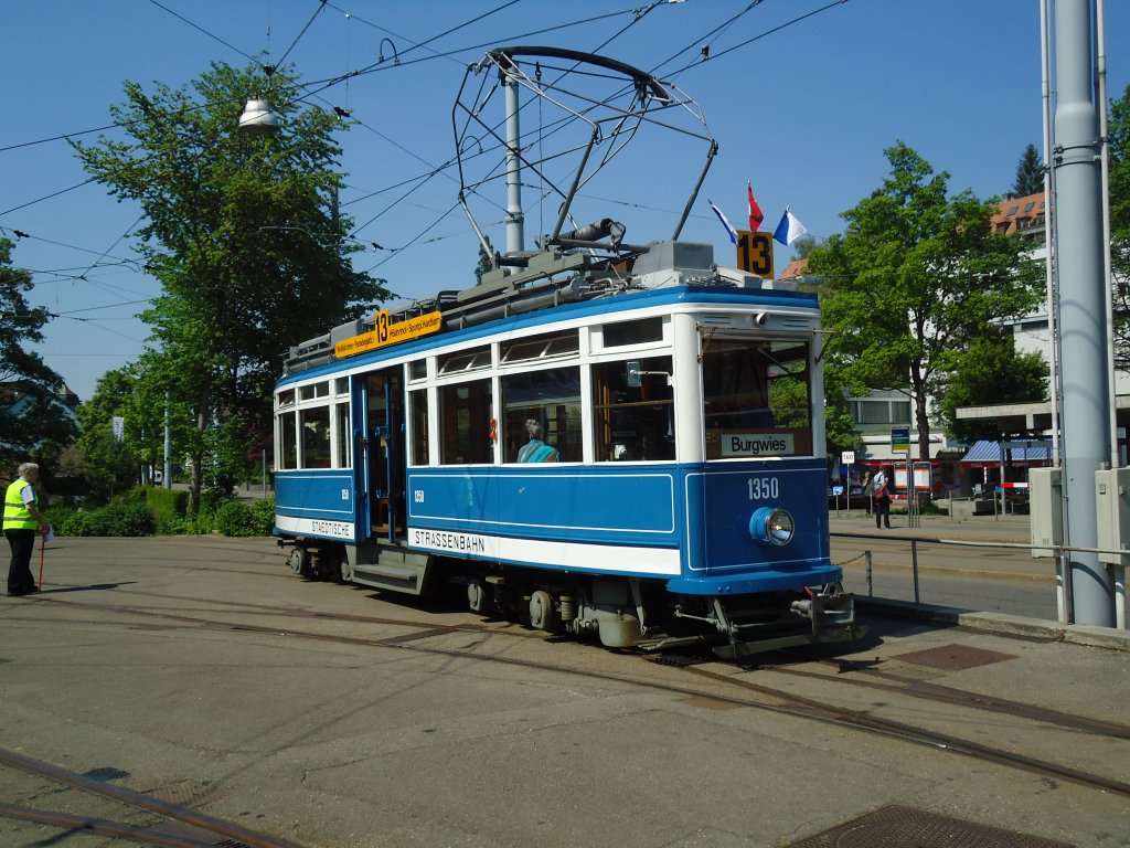 (133'470) - VBZ-Tram - Nr. 1350 - am 25. April 2011 in Z�rich, Trammuseum