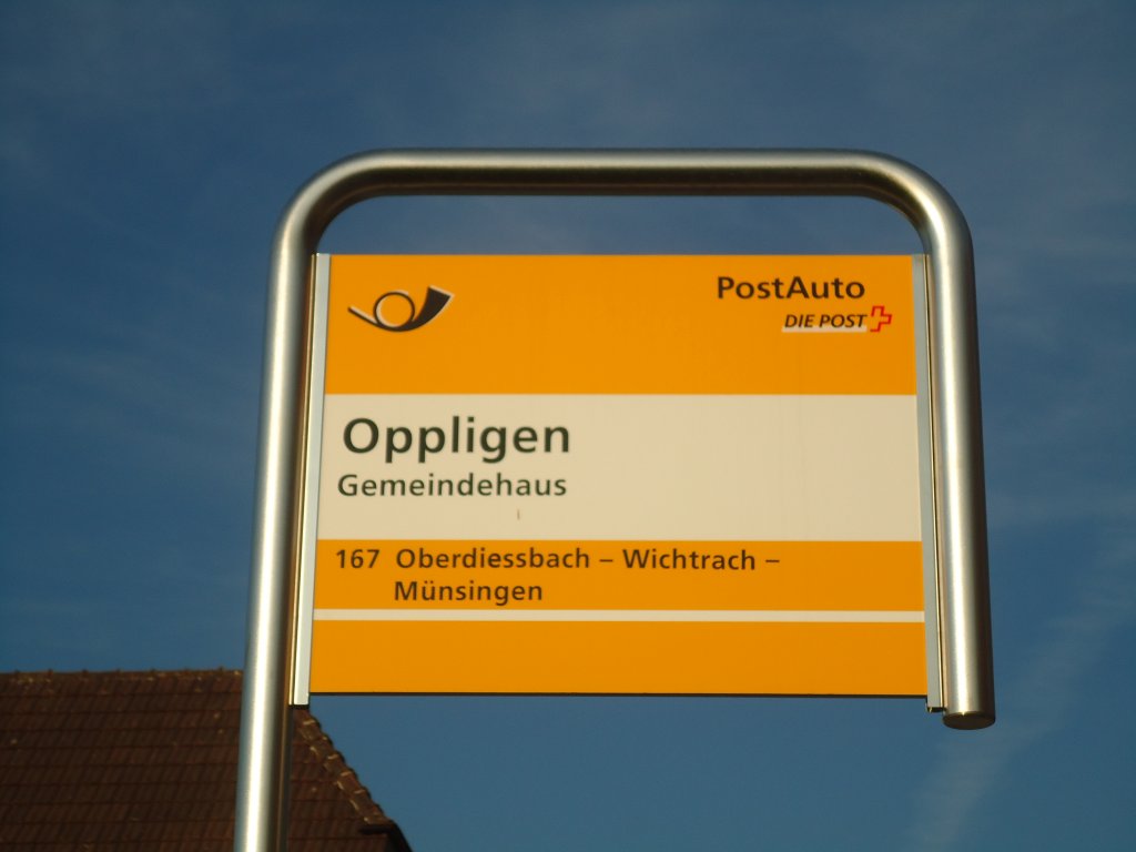(133'482) - PostAuto-Haltestelle - Oppligen, Gemeindehaus - am 25. April 2011