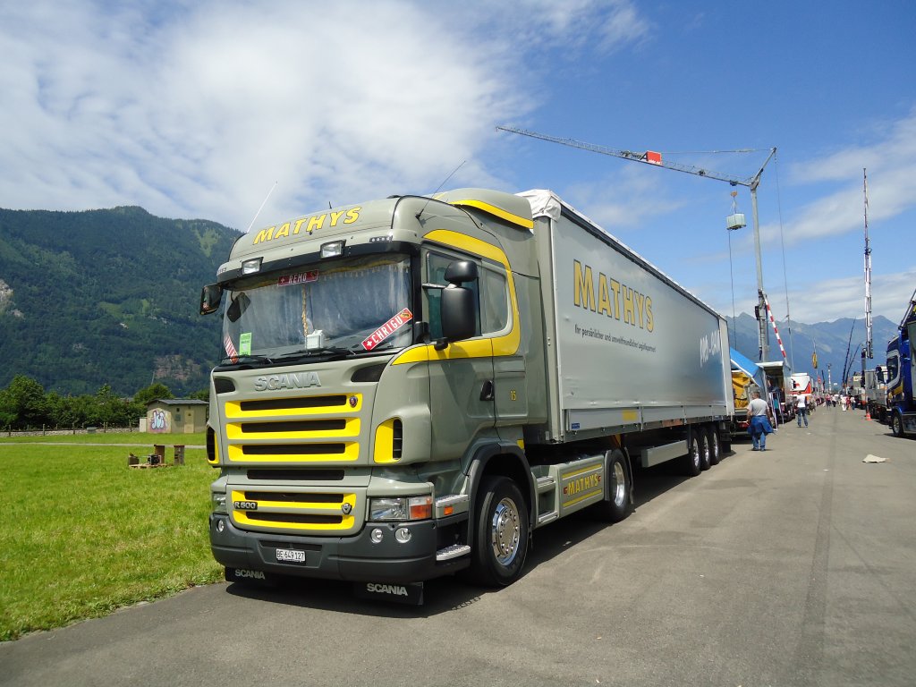 (134'373) - Mathis - Nr. 15/BE 649'127 - Scania am 25. Juni 2011 in Interlaken, Flugplatz