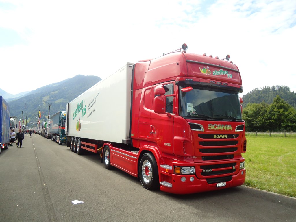 (134'383) - Horber, Zollikofen - BE 500'745 - Scania am 25. Juni 2011 in Interlaken, Flugplatz