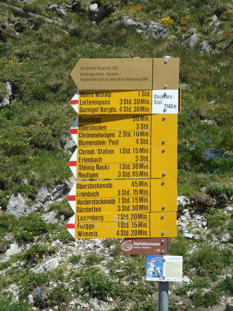 (134'470) - Wanderweg-Wegweiser-Sammlung auf dem Stockhorn am 26. Juni 2011