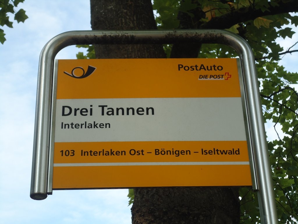 (134'564) - PostAuto-Haltestelle - Interlaken, Drei Tannen - am 27. Juni 2011