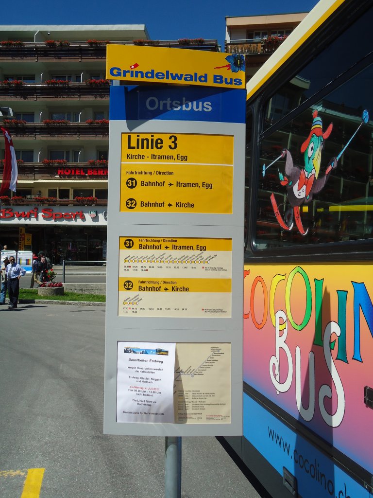 (134'753) - Grindelwald Bus-Haltestelle - Grindelwald, Bahnhof - am 3. Juli 2011