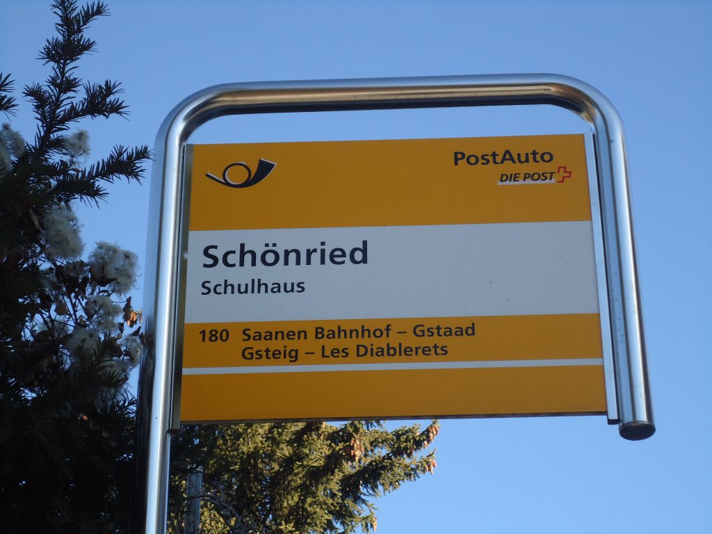 (137'008) - PostAuto-Haltestelle - Sch�nried, Schulhaus - am 25. November 2011