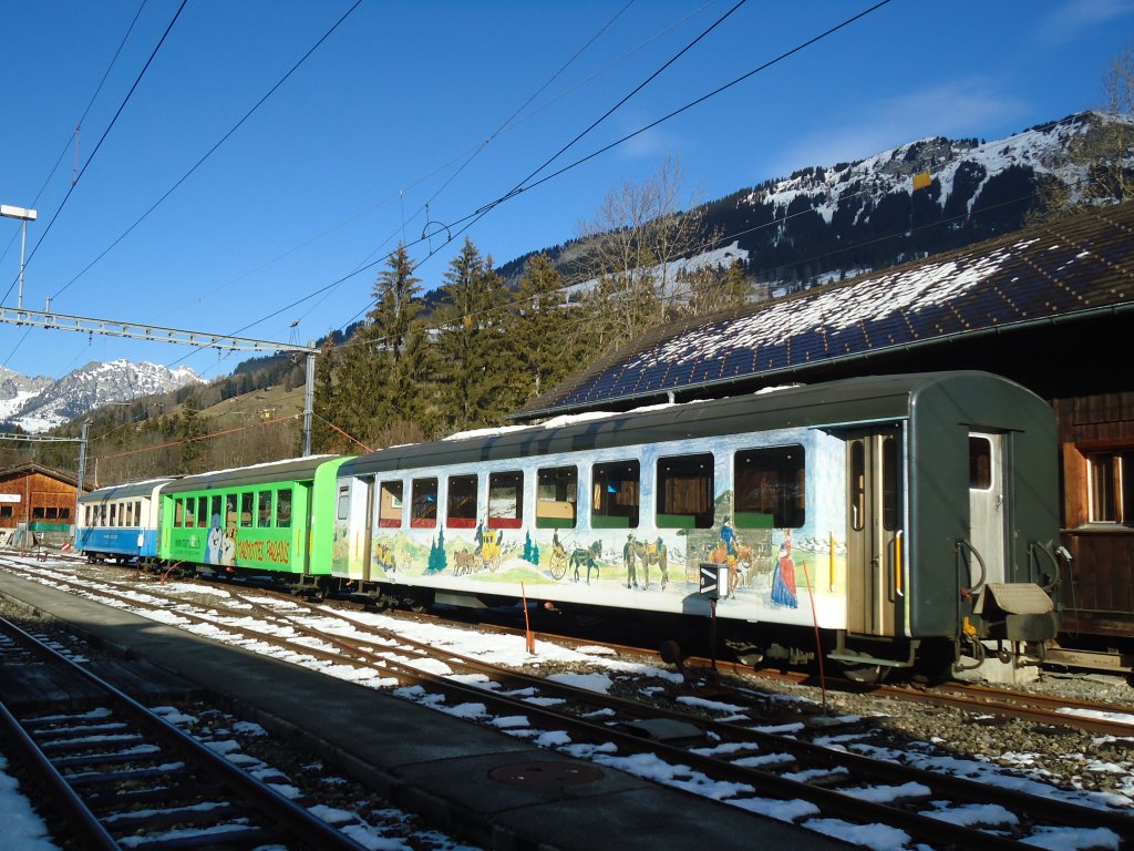 (137'175) - MOB-Personenwagen - Nr. B 208 - am 11. Dezember 2011 im Bahnhof Lenk