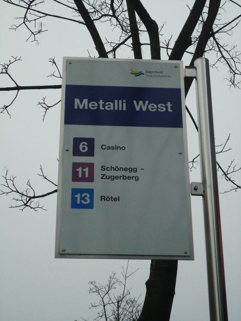 (137'987) - ZVB-Haltestelle - Zug, Metalli West - am 6. M�rz 2012