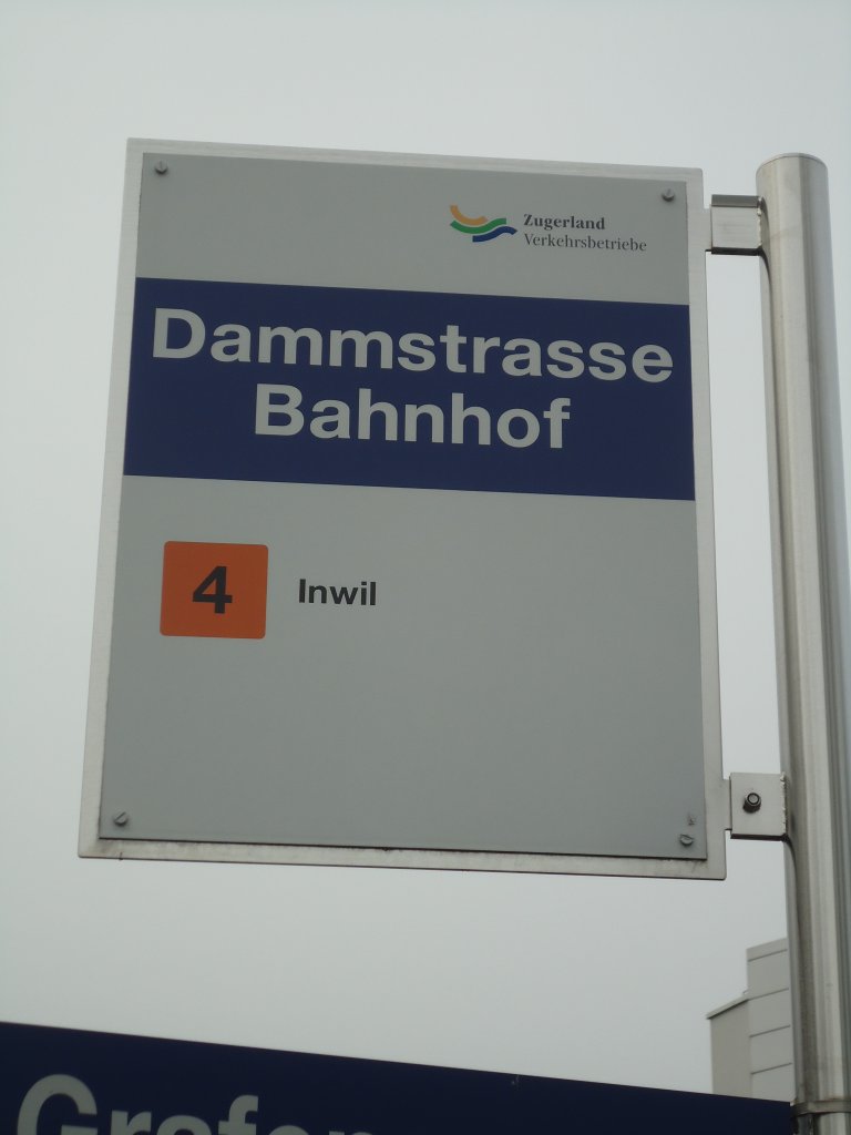 (138'013) - ZVB-Haltestelle - Zug, Dammstrasse Bahnhof - am 6. M�rz 2012