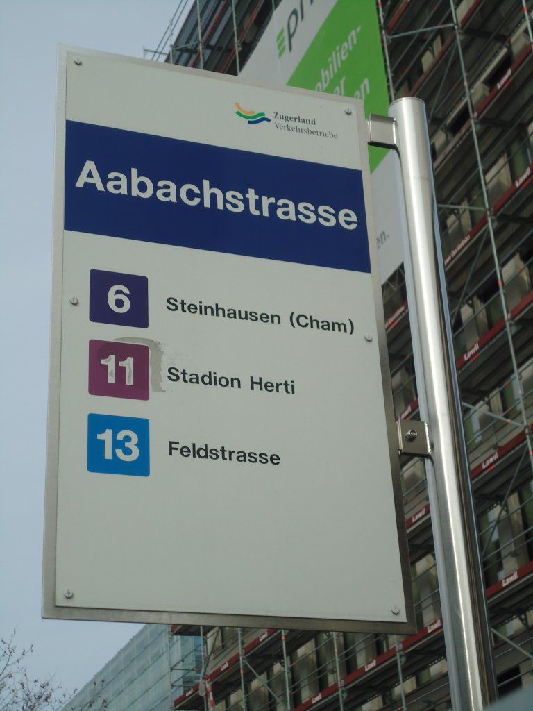 (138'043) - ZVB-Haltestelle - Zug, Aabachstrasse - am 6. M�rz 2012