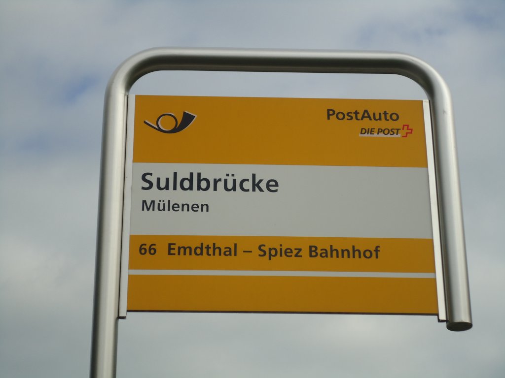 (138'431) - PostAuto-Haltestelle - M�lenen, Suldbr�cke - am 6. April 2012