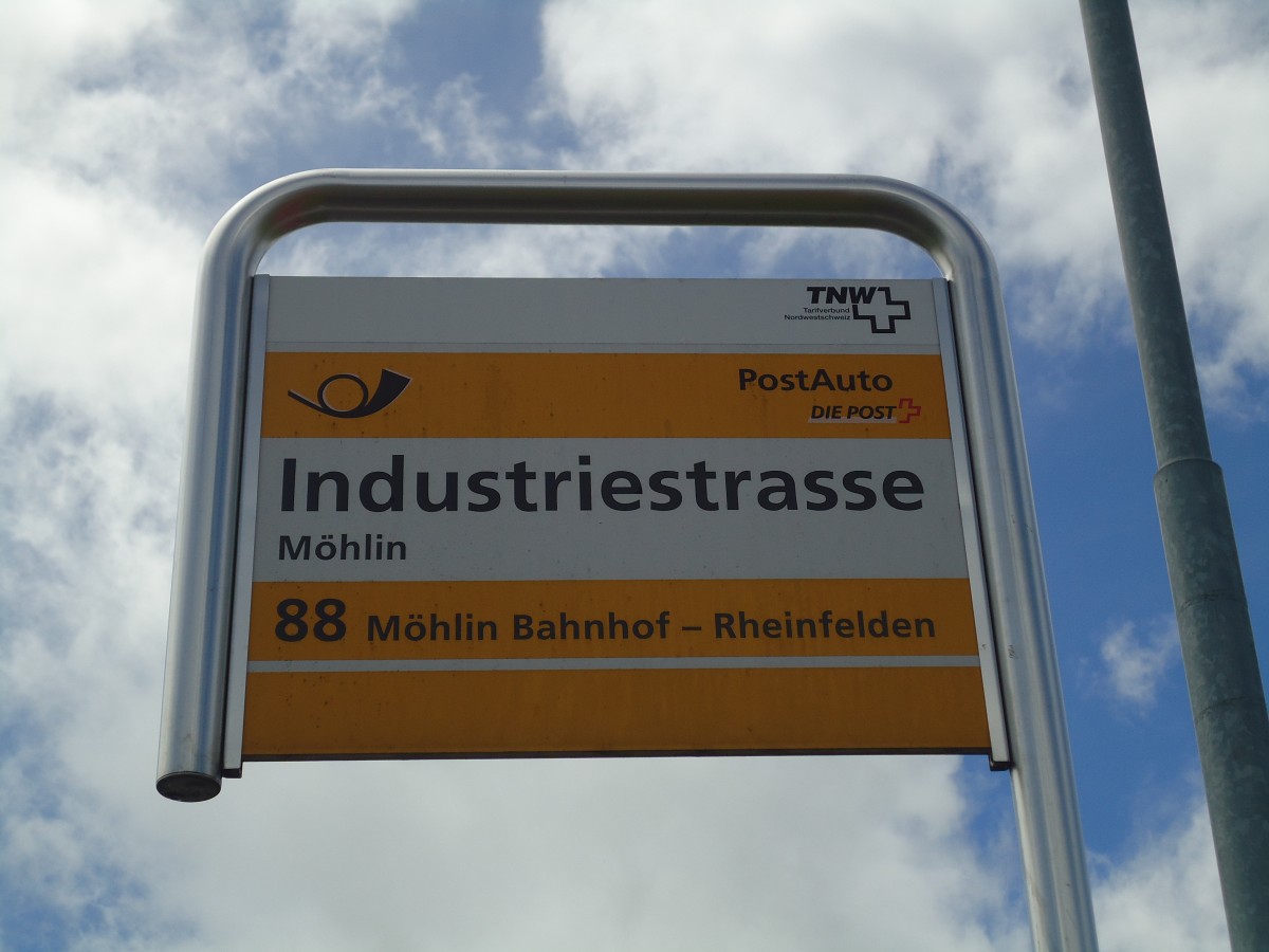 (138'683) - PostAuto-Haltestelle - M�hlin, Industriestrasse - am 6. Mai 2012