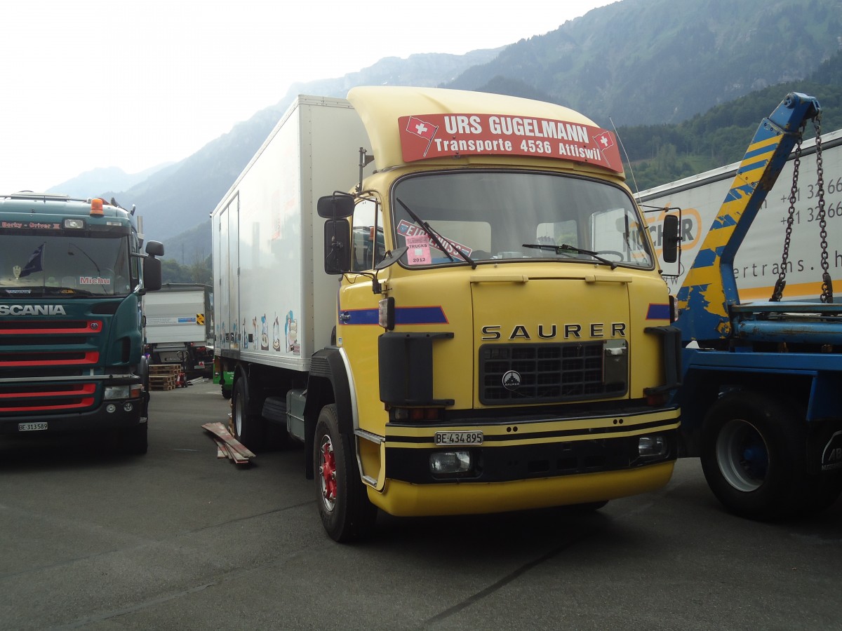 (140'192) - Gugelmann, Attiswil - BE 434'895 - Saurer am 30. Juni 2012 in Interlaken, Flugplatz