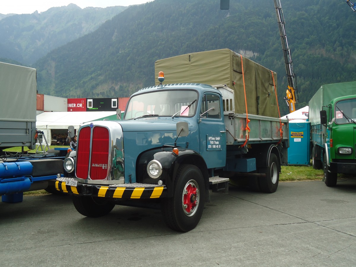 (140'209) - HPTrans, Thusis - GR 5709 - Saurer am 30. Juni 2012 in Interlaken, Flugplatz