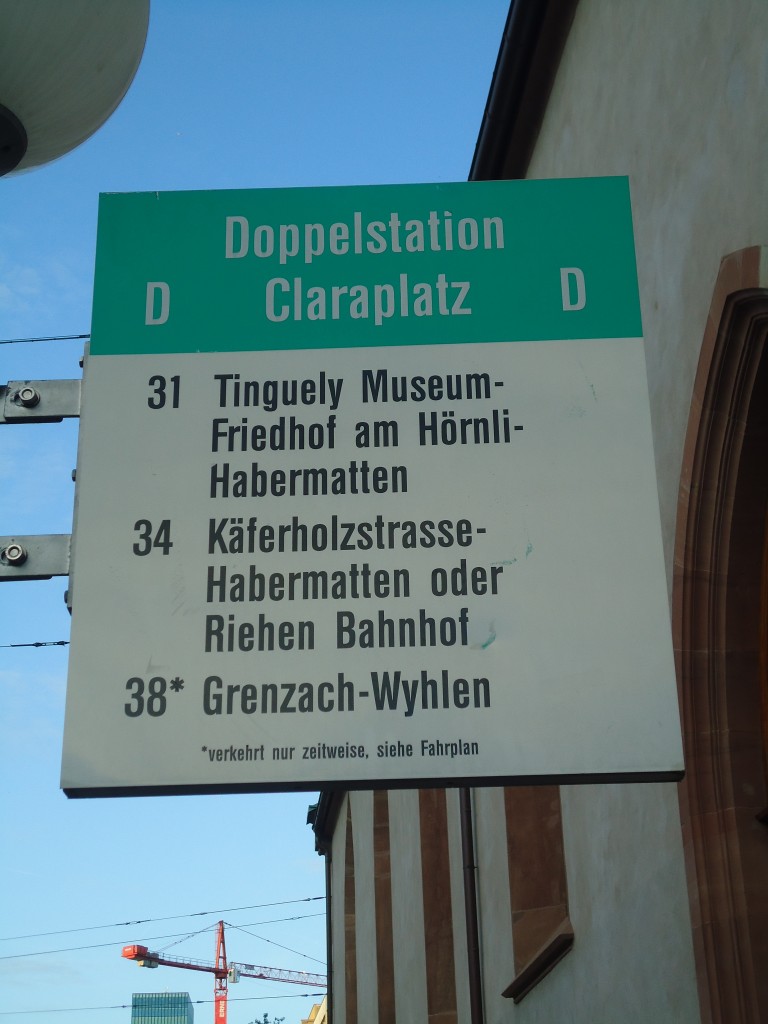 (140'524) - BVB-Haltestelle - Basel, Claraplatz - am 16. Juli 2012