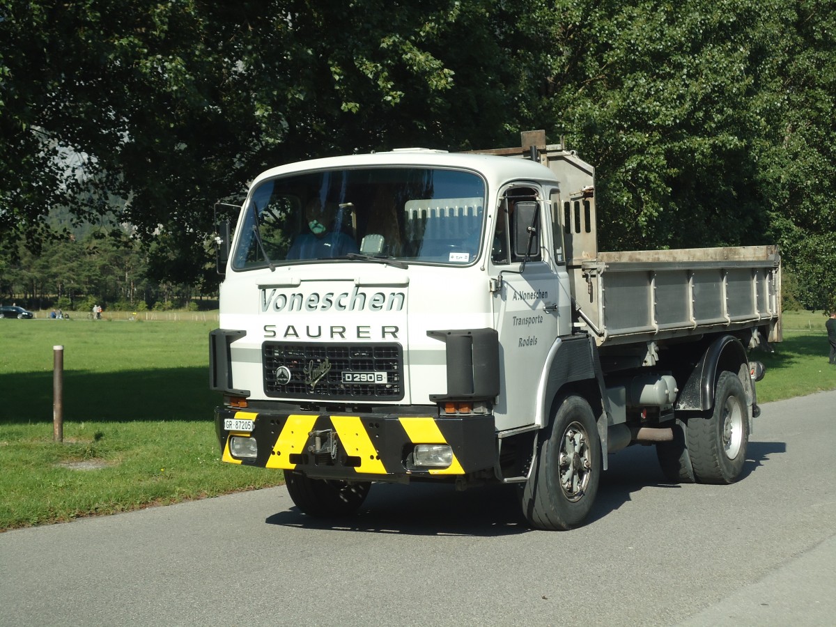 (141'644) - Voneschen, Rodels - GR 87'205 - Saurer am 15. September 2012 in Chur, Waffenplatz