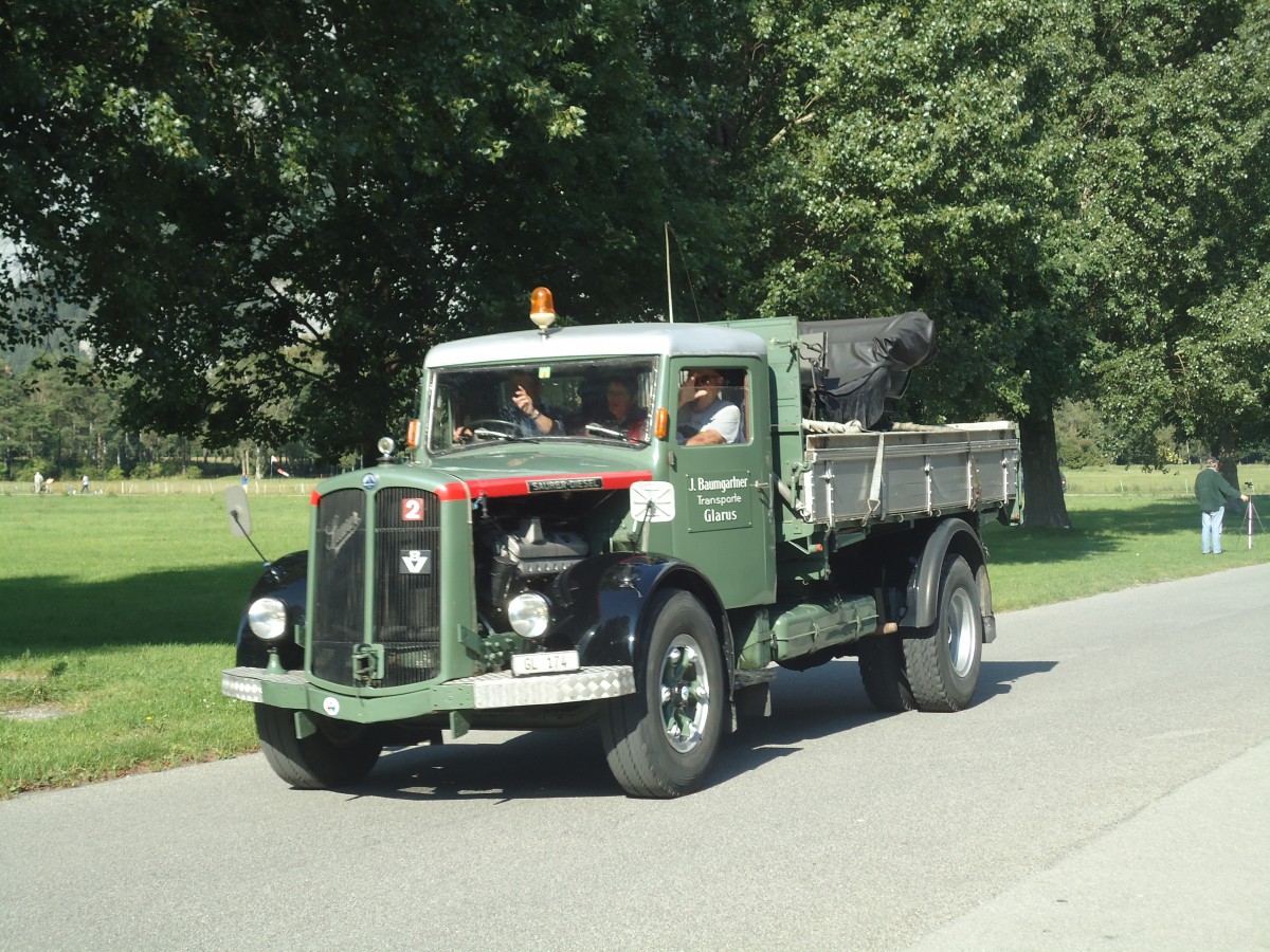 (141'735) - Baumgartner, Glarus - Nr. 2/GL 174 - Saurer am 15. September 2012 in Chur, Waffenplatz