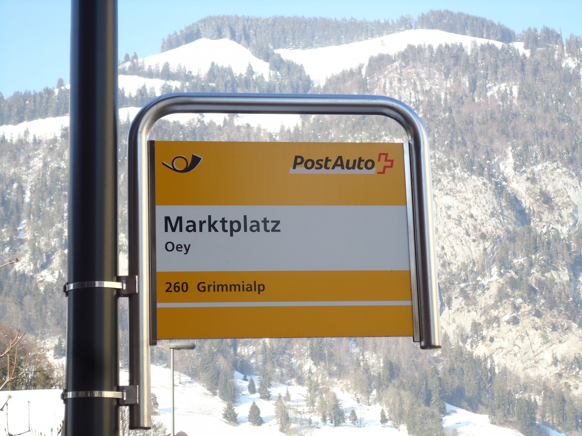 (143'208) - PostAuto-Haltestelle - Oey, Marktplatz - am 17. Februar 2013