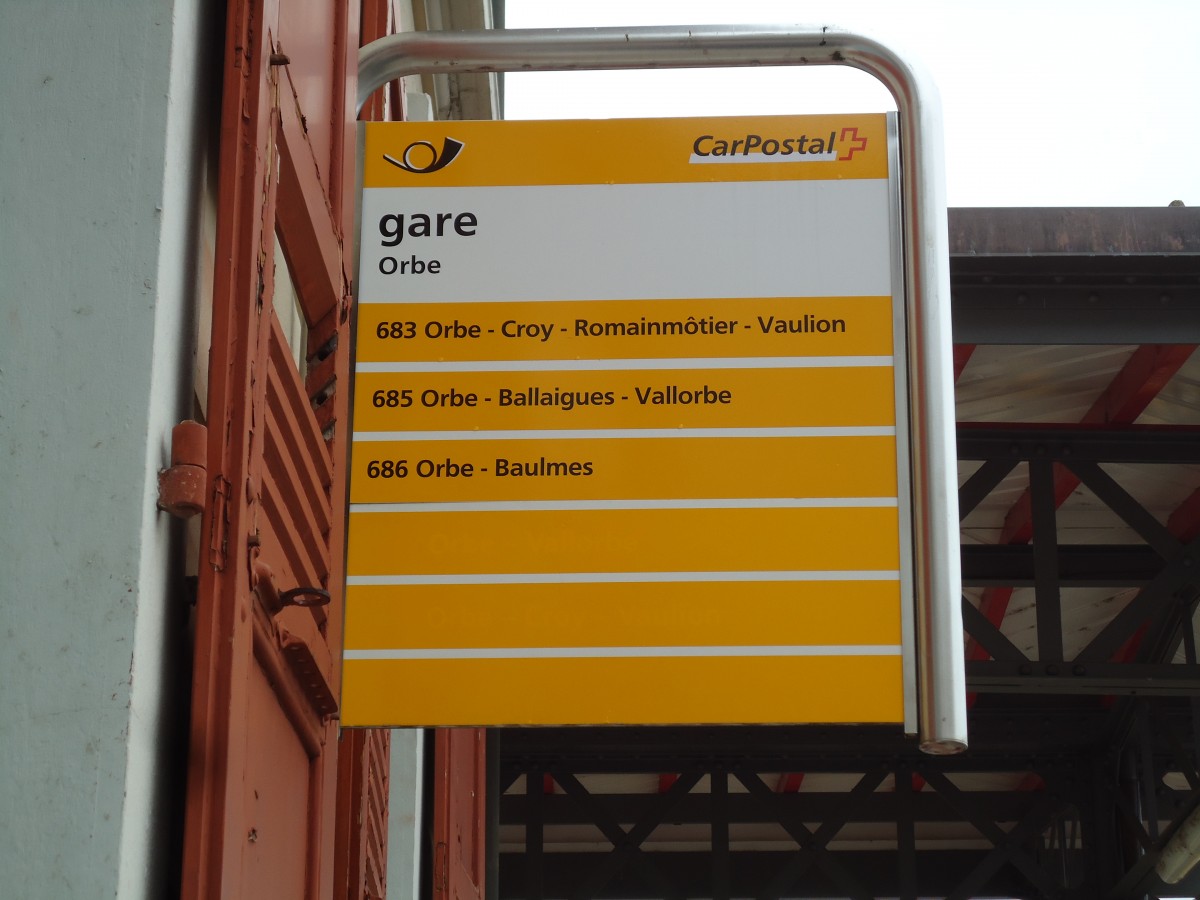 (143'840) - PostAuto-Haltestelle - Orbe, gare - am 27. April 2013