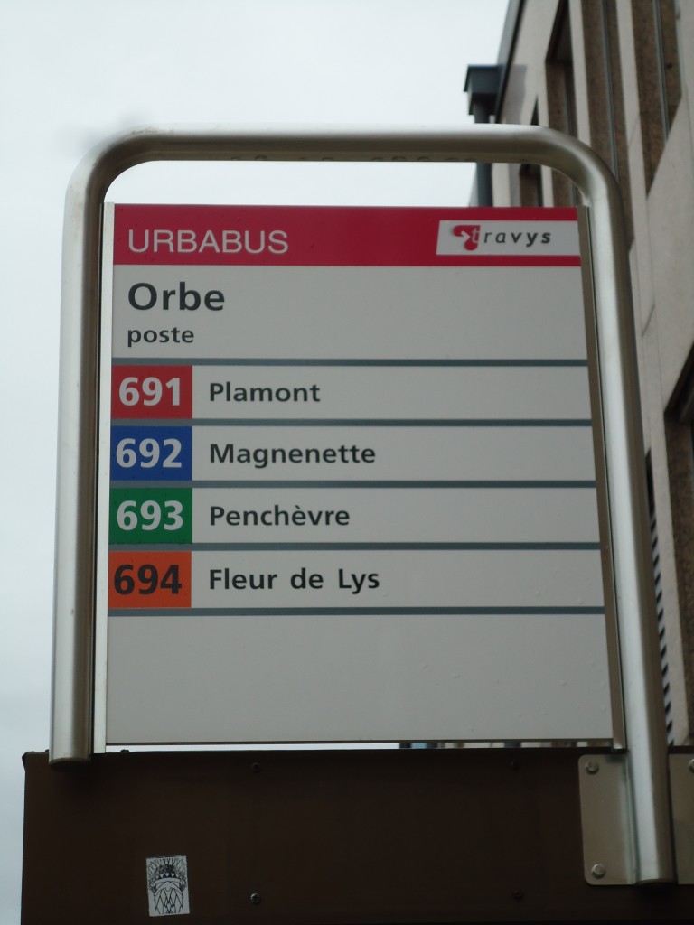 (143'844) - TRAVYS-Haltestelle - Orbe, poste - am 27. April 2013