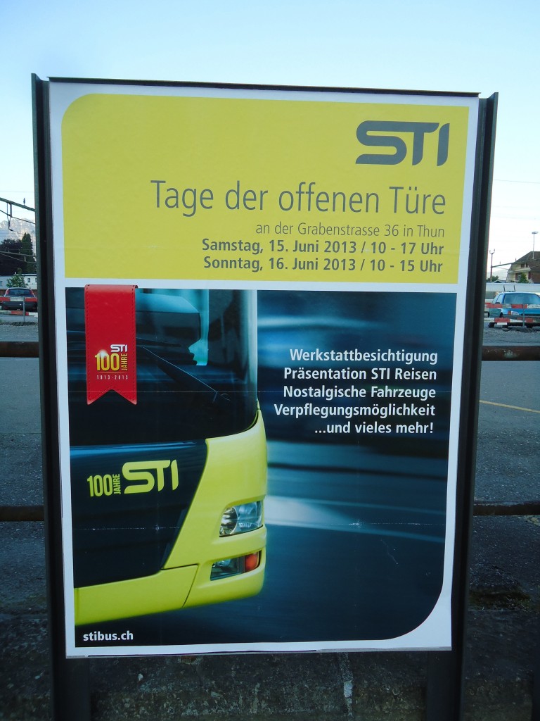 (144'831) - Plakat zum Tage der offenen T�re der STI am 7. Juni 2013 in Thun