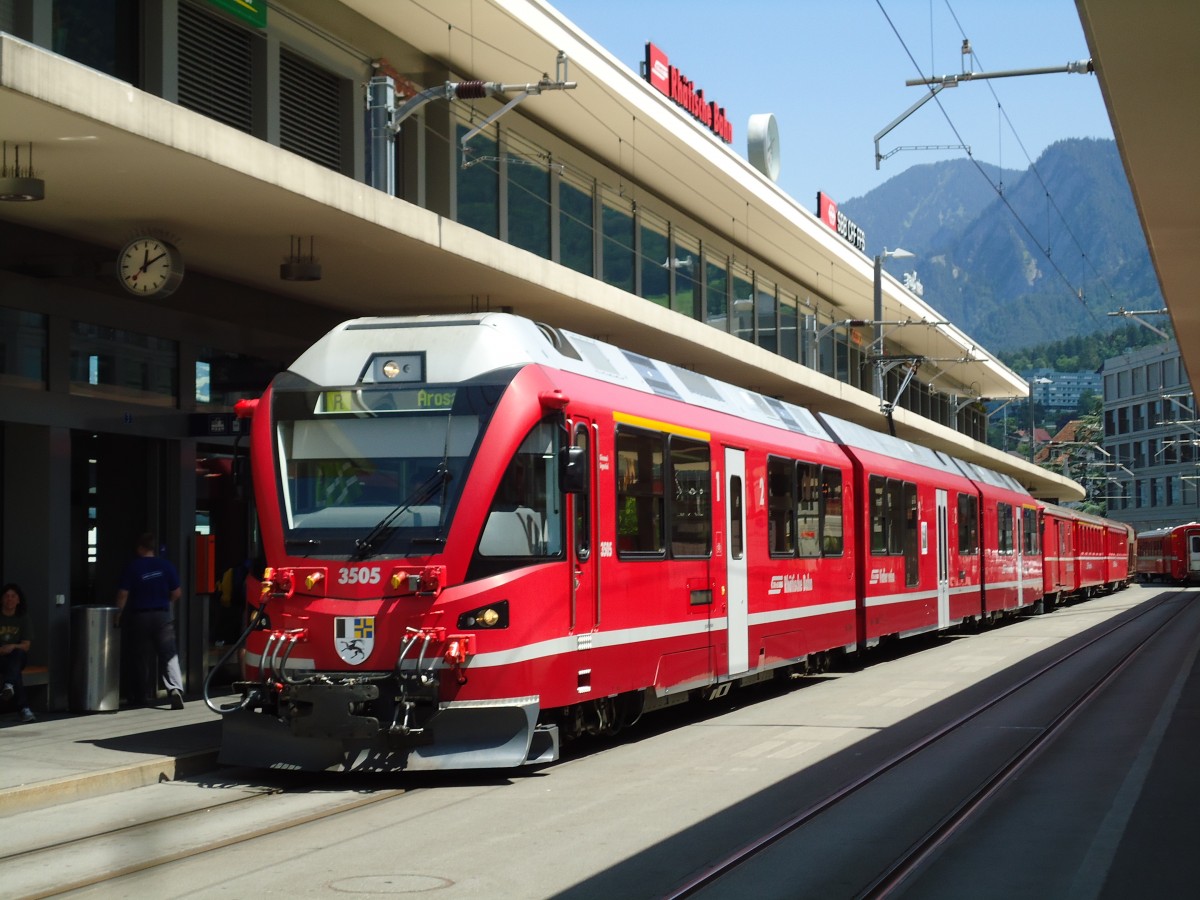 (145'185) - RhB-Pendelzug - Nr. 3505 - am 17. Juni 2013 im Bahnhof Chur
