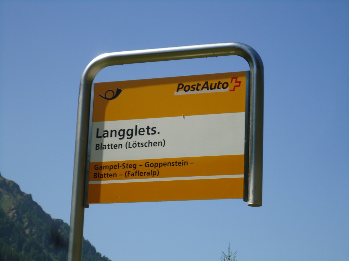 (146'238) - PostAuto-Haltestelle - Blatten (L�tschen), Langglets. - am 5. August 2013