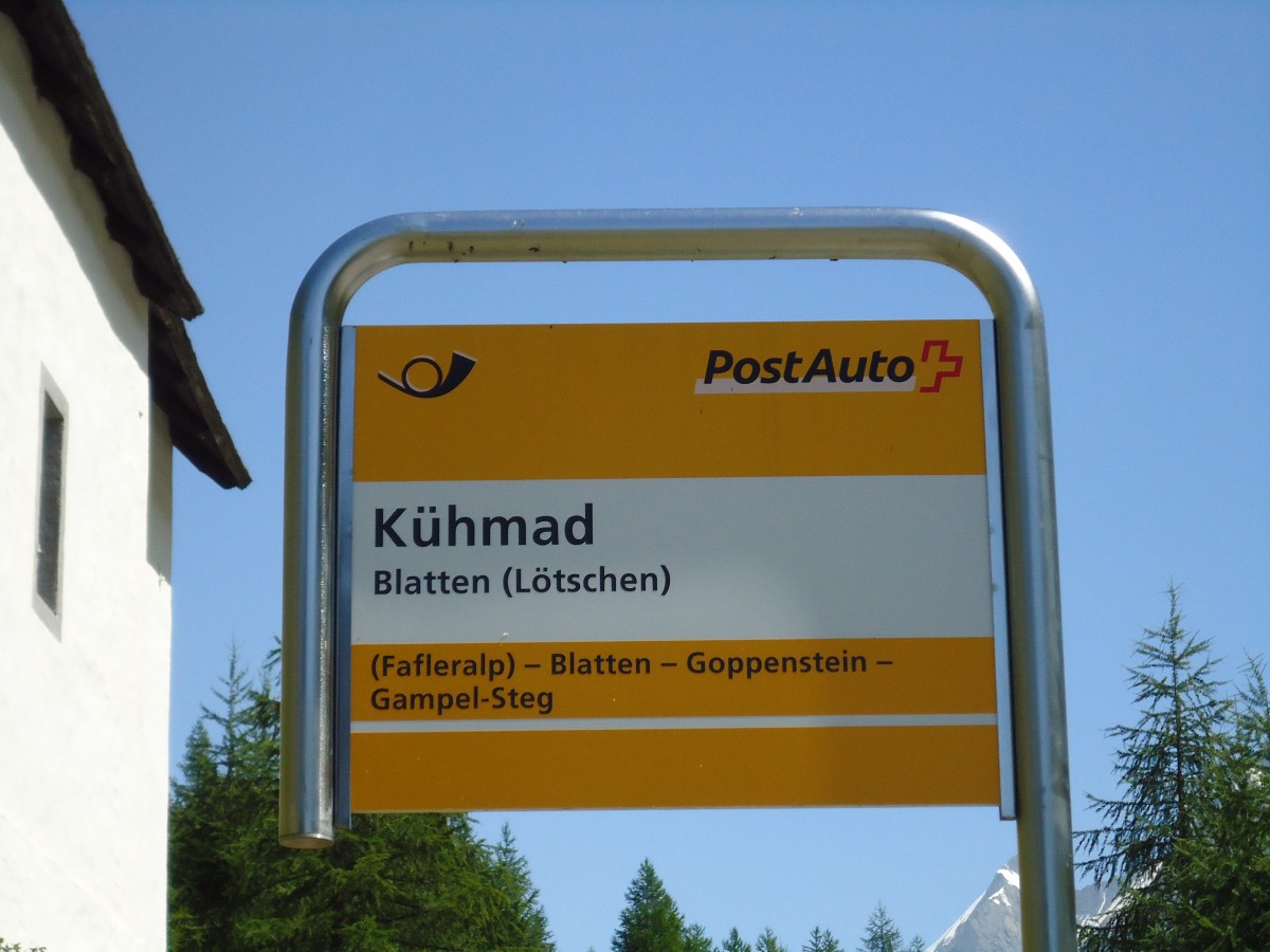 (146'243) - PostAuto-Haltestelle - Blatten (L�tschen), K�hmad - am 5. August 2013
