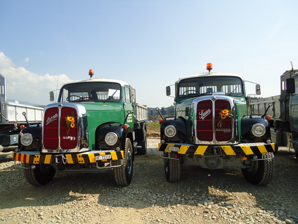 (146'676) - Sommer, Zollbr�ck - BE 72'118 - Berna + BE 121'322 - Saurer am 31. August 2013 in Niederbipp, Saurertreffen