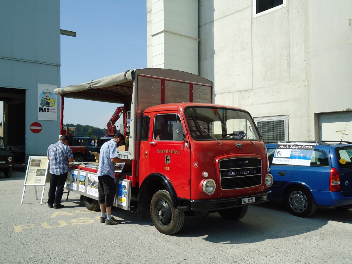 (146'719) - Biegger, Uster - Nr. 5/GL 1270 - Saurer-OM (ex Feuerwehr, Glarus) am 31. August 2013 in Niederbipp, Saurertreffen