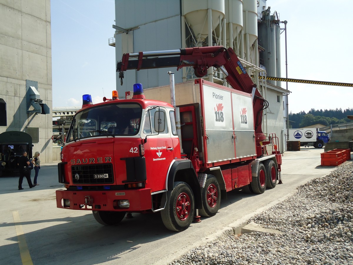 (146'725) - Rettung, Basel-Stadt - Nr. 42 - Saurer am 31. August 2013 in Niederbipp, Saurertreffen