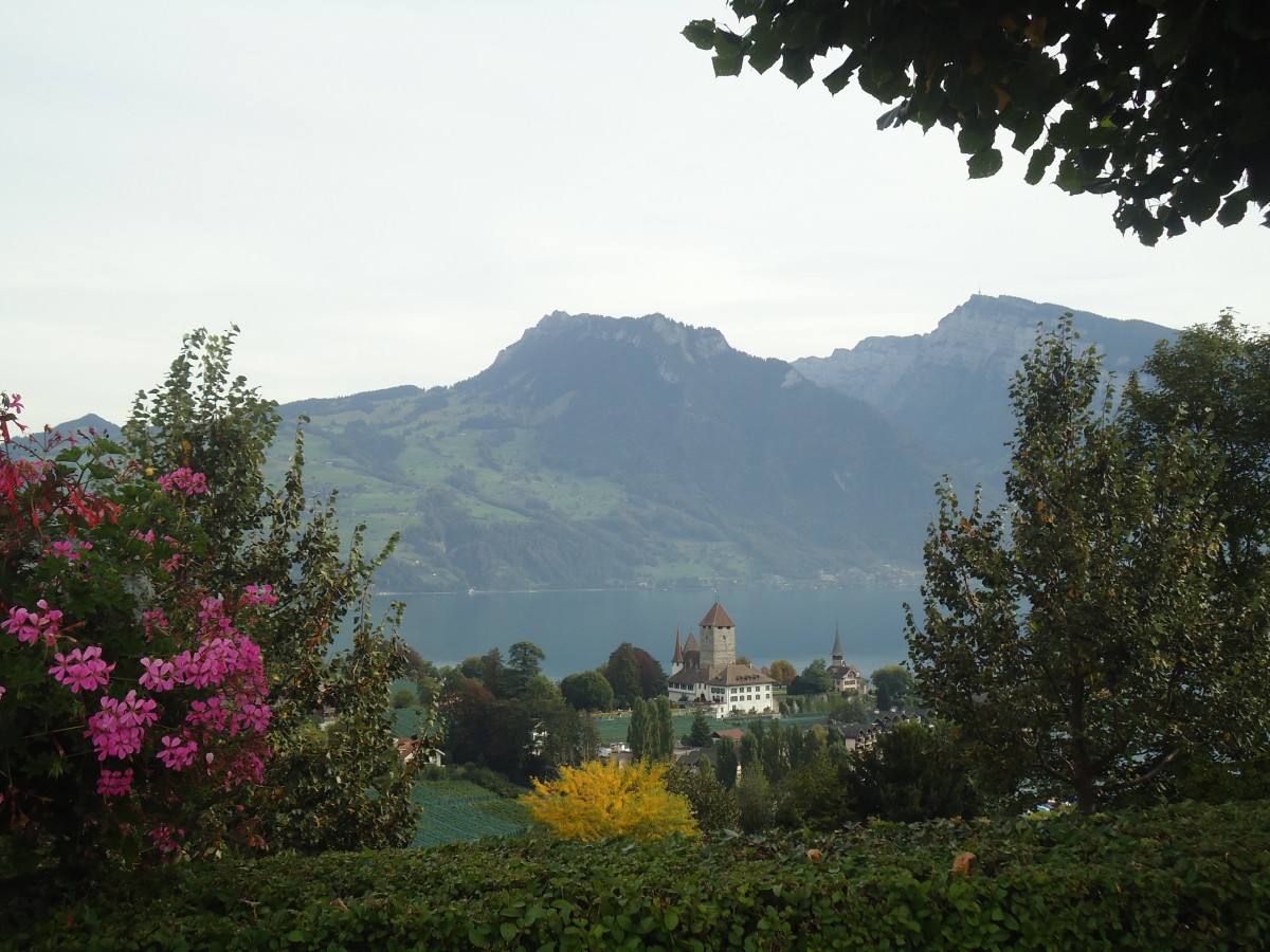 (147'371) - Das Schloss Spiez am Thunersee am 28. September 2013