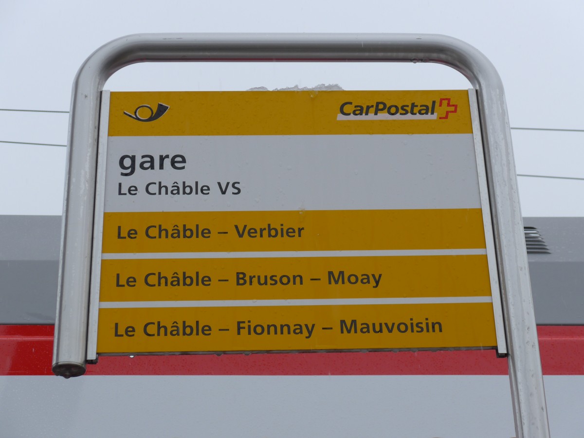 (148'695) - PostAuto-Haltestelle - Le Ch�ble VS, gare - am 2. Februar 2014